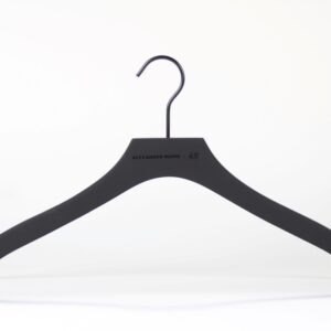 Black Rubber Coated Wooden Hanger with soft touch and anti-slip
